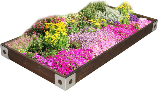 Red Cedar Wood Raised Vegetable Garden Bed - Amish Made in USA (5.5" Raised Bed with Decorative Corners, Walnut Stain)