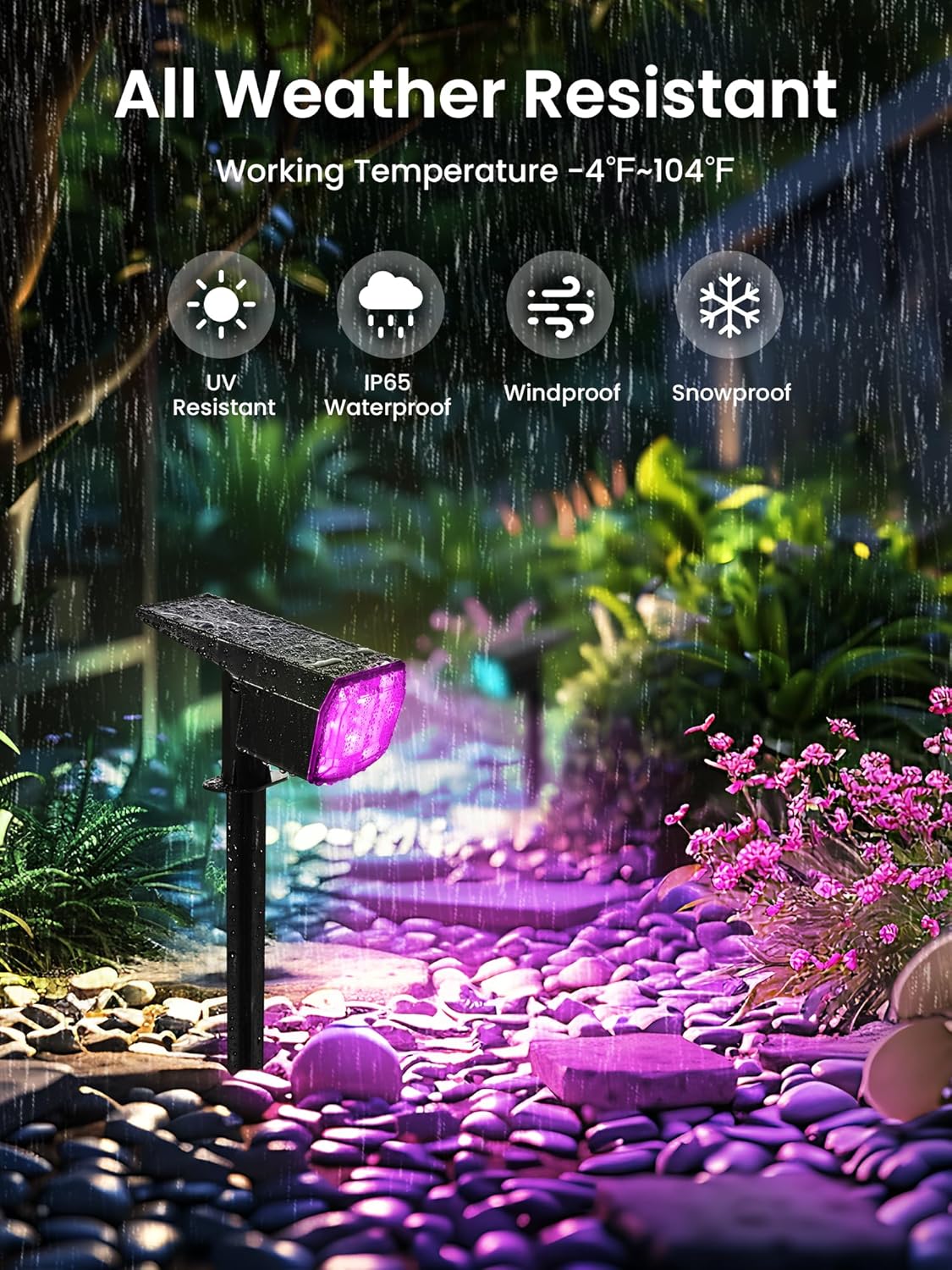 Color Changing Solar Spot Lights Outdoor, 9 Lighting Modes Colored Solar Lights Outdoor RGB, Color Light Waterproof IP65, Landscape Spotlights for Halloween Christmas Decorations