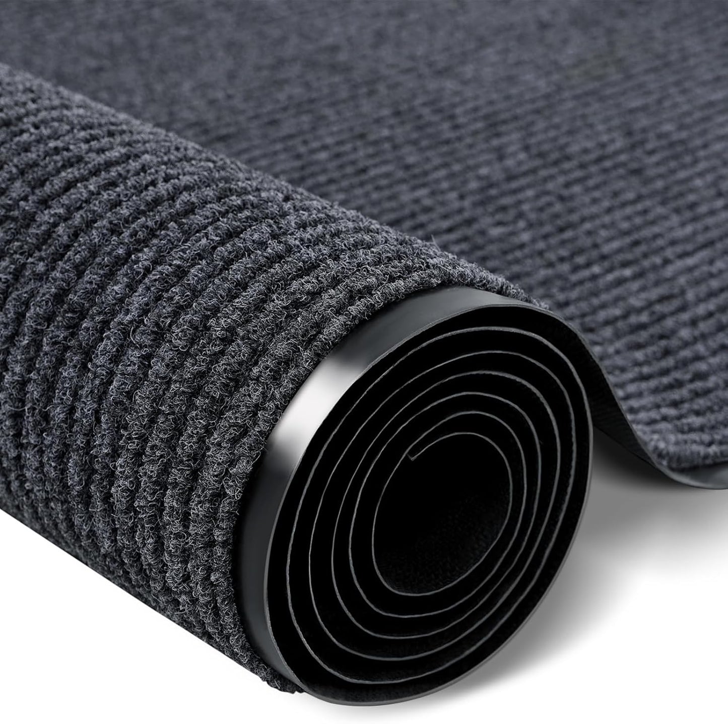 Rubber Door Mat About W3' ×L10' Heavy Duty Large Outdoor Indoor Mat Durable Entrance Doormat Waterproof Rubber Back Rugs for Home Entryway Patio Porch Office Business Areas (Grey)