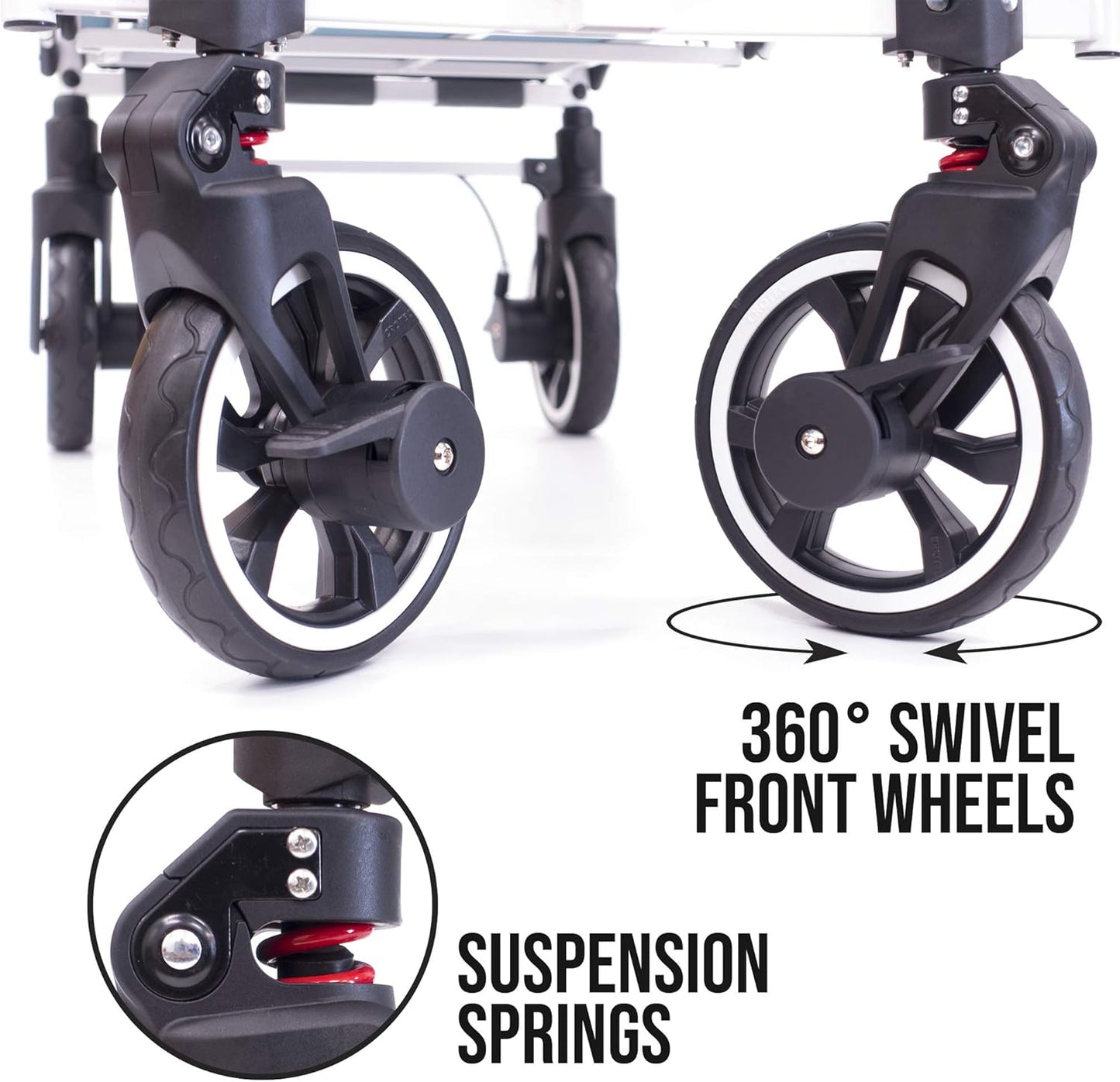 Creative Outdoor Wagon for Kids Push Pull Collapsible Stroller with Canopy Folding Cart for Beach, Park, Garden (Teal & Grey)