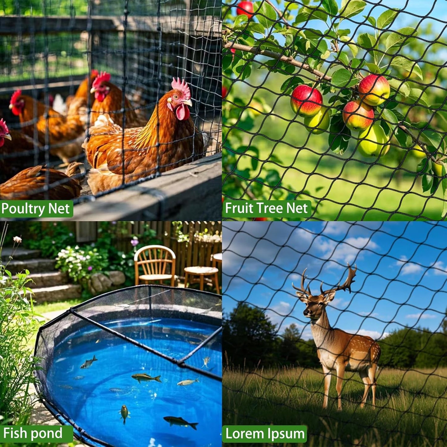 18 x 50 FT Bird Netting for Garden, 1" Square Mesh Size Heavy Duty Nylon Chicken Coop Netting for Blueberry Bushes, Fruit Trees and Vegetable Against Birds, Deer, Squirrels (18X50FT)