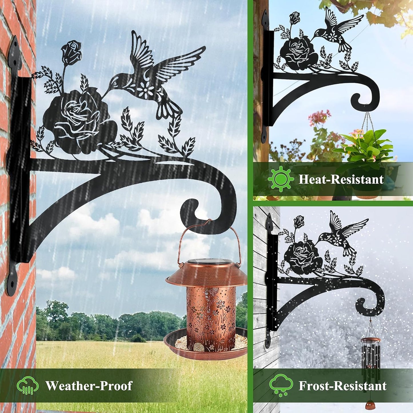 Hanging Plant Hanger Bracket Plant Hooks for Hanging Baskets Heavy Duty Decorative Hummingbird Silhouette Wall Mounted Hanging Plant Hangers Outdoor for Flower Pot Bird Feeder Wind Chimes