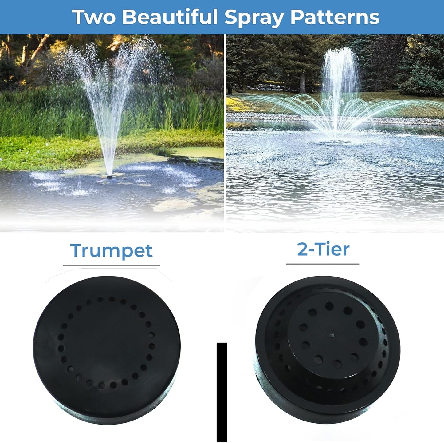 Custom Pro FT 14000 Floating Pond Fountain and Aerator Complete Kit with 14,000 GPH Pump, 100 Foot Power Cord, 3 Spray Styles | 100% US-Based Customer Service and Warranty