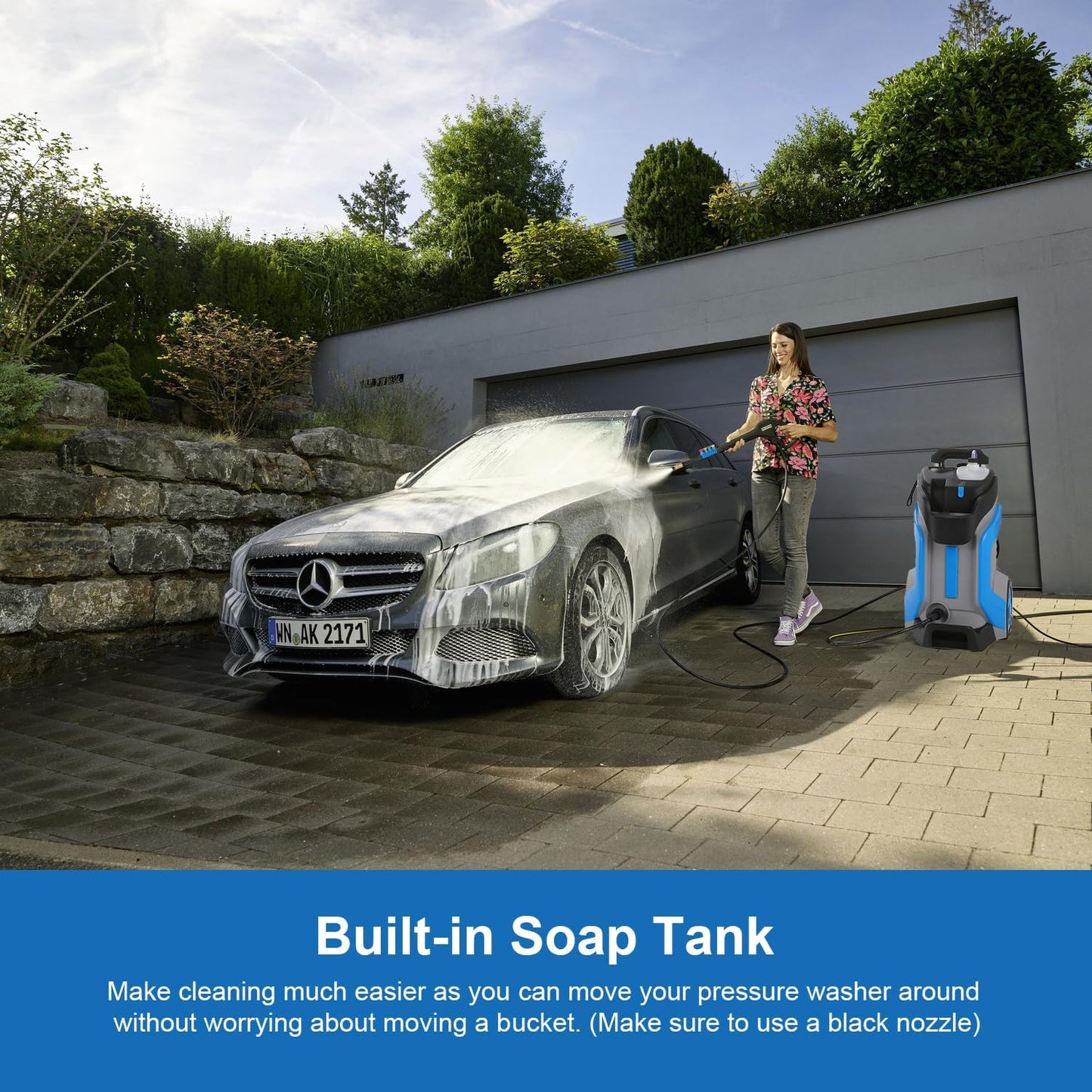 Electric Pressure Washer 5000PSI 4.0GPM Power Washers with M22-14mm Pressure Hose 33FT, Power Sprayers High Pressure with 1/4" QC Compatible Surface Cleaner for Home Cars Driveways, Dblue