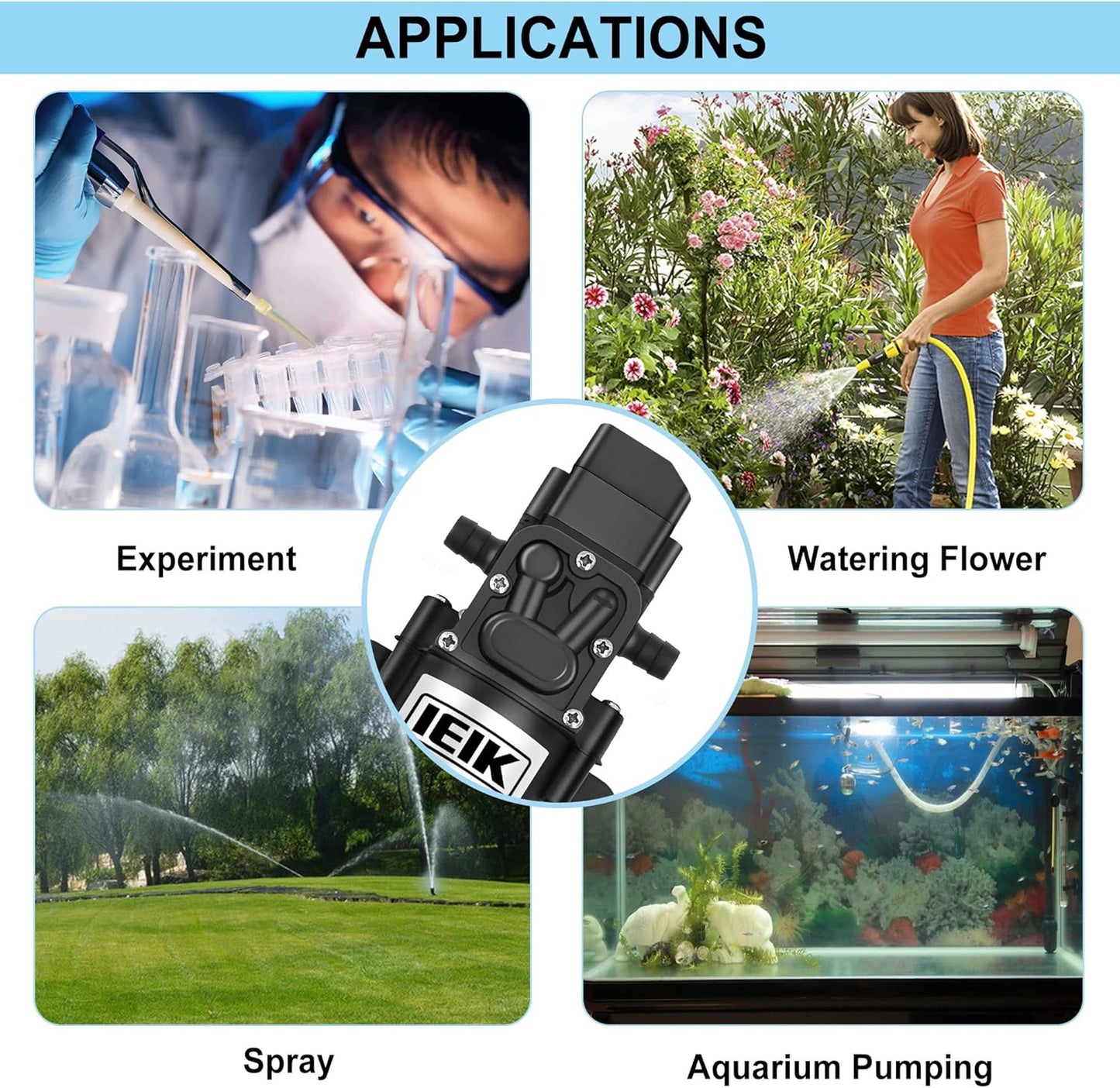 12 Volt Diaphragm Pump 5LPM 1.35 GPM 116PSI Self Priming Sprayer Pump 12V DC Fresh Water Diaphragm Pressure Pump for RV Camper Marine Boat Lawn (60W)