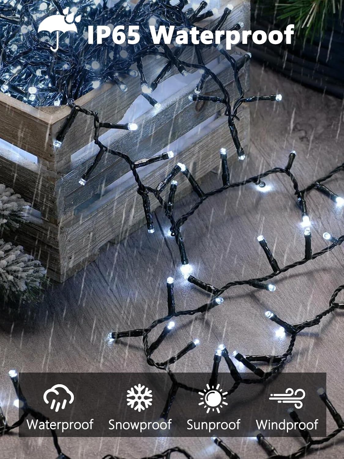 4 Pack 400 LED Solar String Lights for Outside, Solar Christmas Lights Outdoor with 8 Lighting Modes, Waterproof Green Wire Solar Powered Tree Light for Xmas Party Yard Garden Decorations (Cool White)