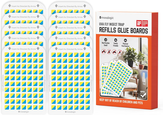 Mosalogic Sticky Card Plug Refill Replacement Glue Cards for Flying Insect Trap Indoor-10pack (No Device)