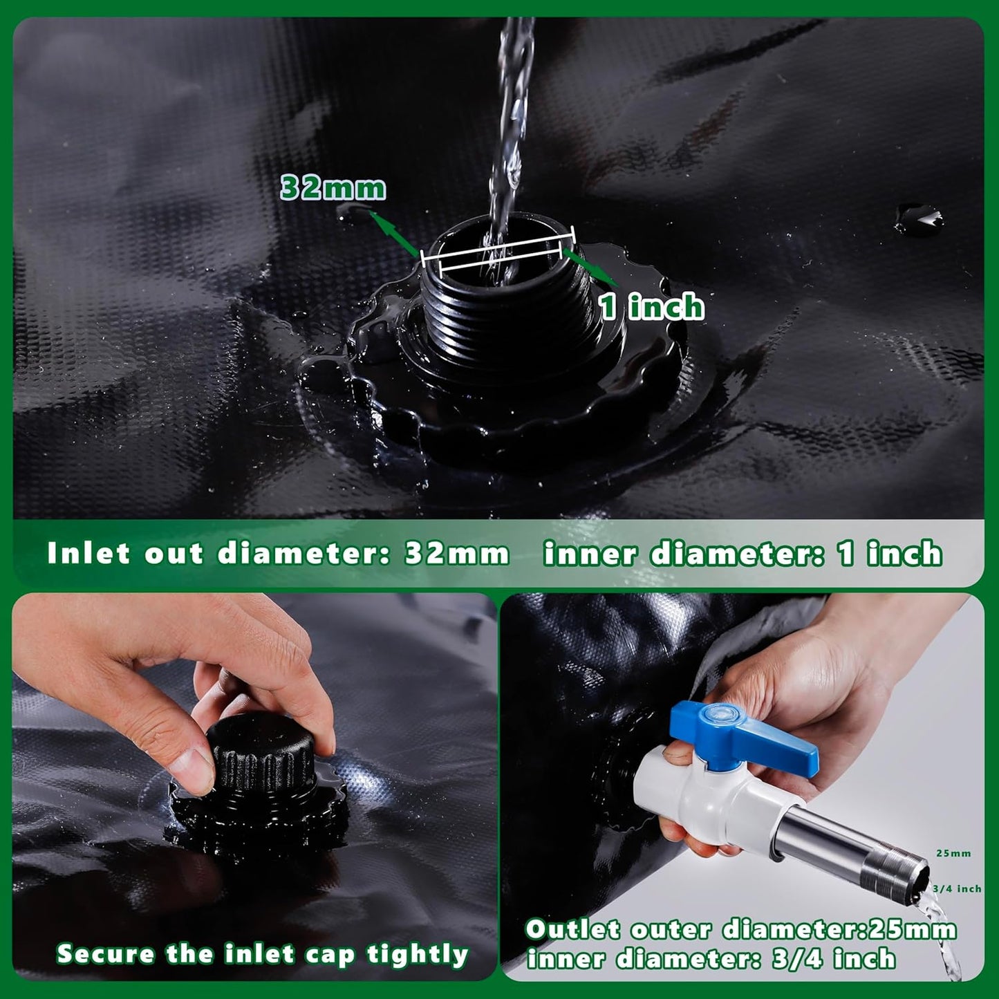 MXQMKL 4000 L/1000 gal Water Bladder Storage Containers, Foldable Portable Water Tank Large Capacity Soft Water Bag, Drought Resistance, Fire Prevention, Emergency Water