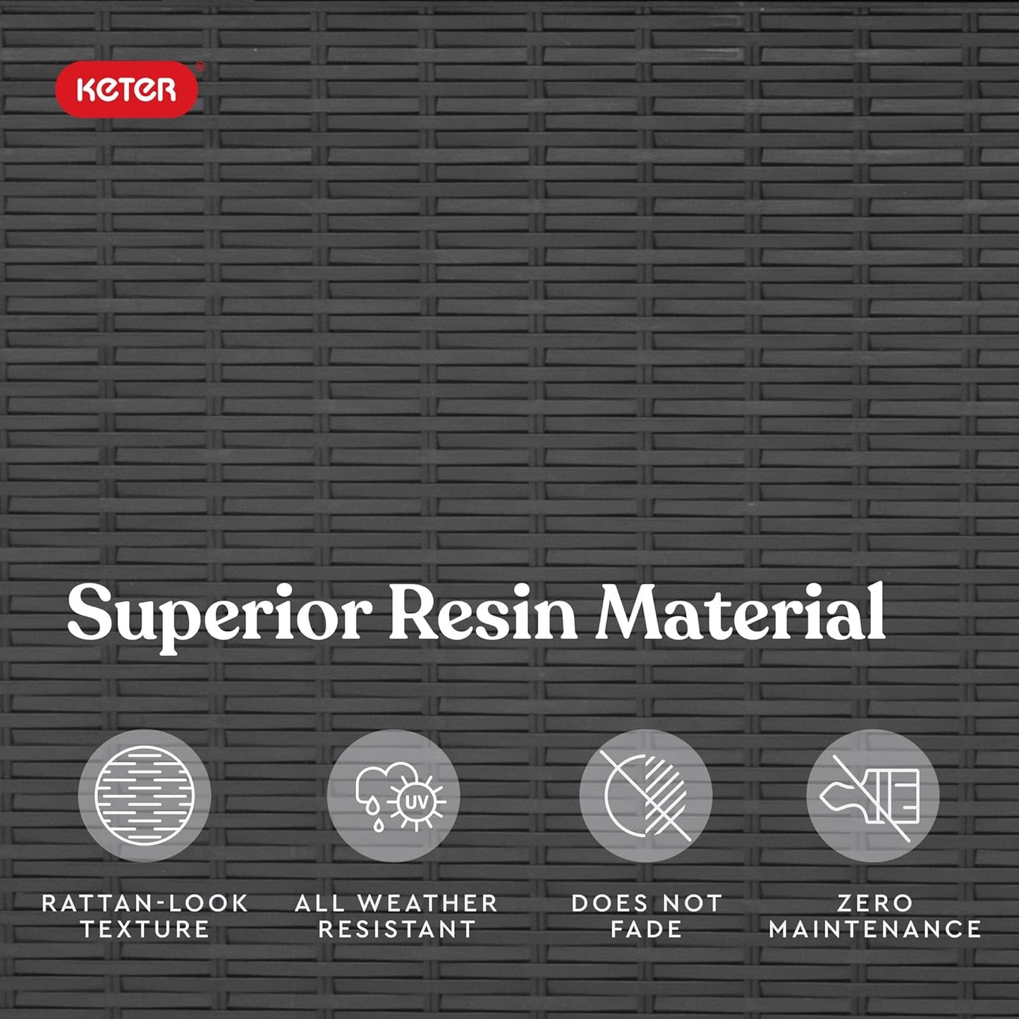 Keter Java XXL 230 Gallon Resin Rattan Look Large Outdoor Storage Deck Box for Patio Furniture Cushions, Pool Toys, and Garden Tools, Dark Grey