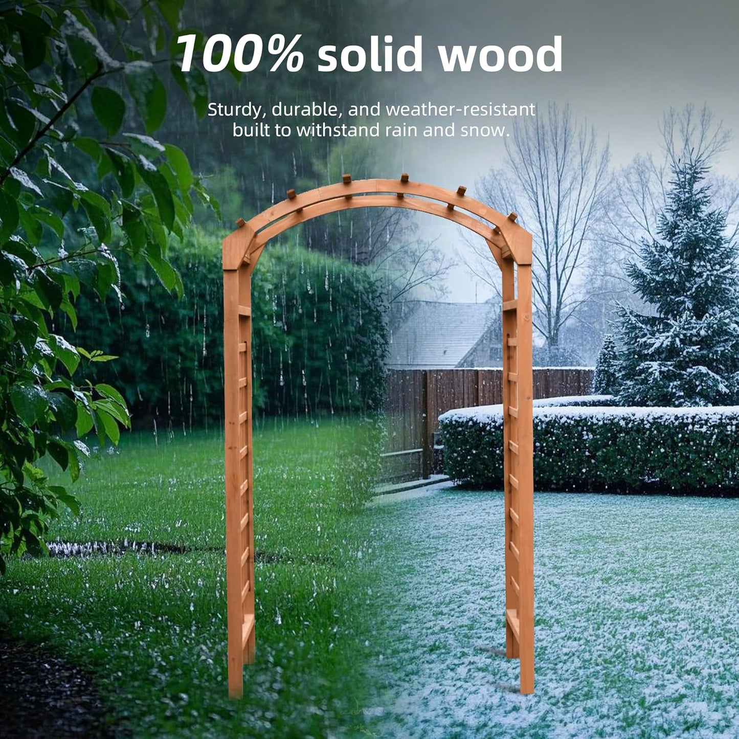 Solid Fir Wooden Garden Arch Premium Outdoor Trellis for Climbing Plants, 84.5”H×49.37”W×23.5’’D, Also can be Used for Wedding and Party Decoration