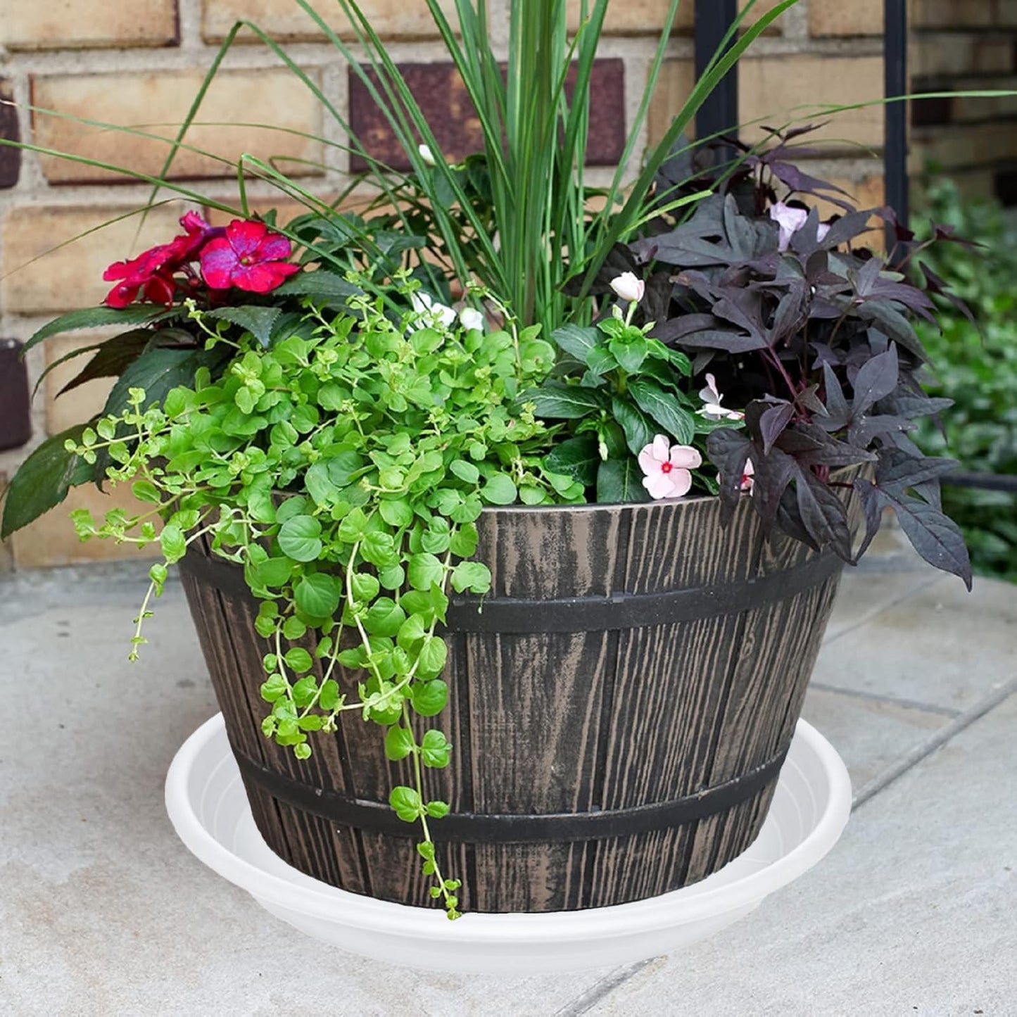 2 Pack of 19 inch Plant Saucer, Large Plant Tray, Heavy Sturdy Plant Drainage Tray for Indoors, Bird Bath Bowls, Sturdy 18 inch Plastic Pot Tray for Planter (White)