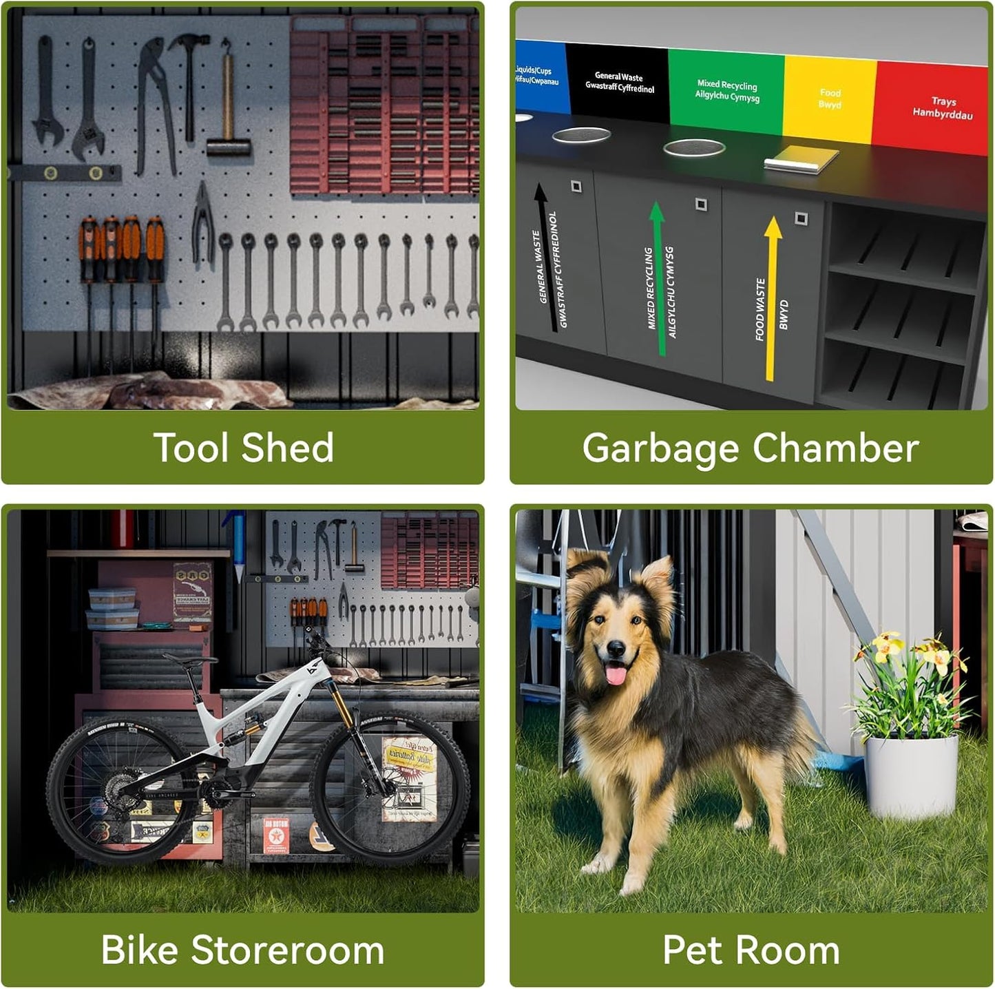 COMHOMA Shed Outdoor Storage Shed Metal,Lockable Doors Tool Sheds with Sloping Roof,Steel Garden Shed with Air Vent for Backyard,Patio,Lawn,Poolside (Grey, 8'*4')