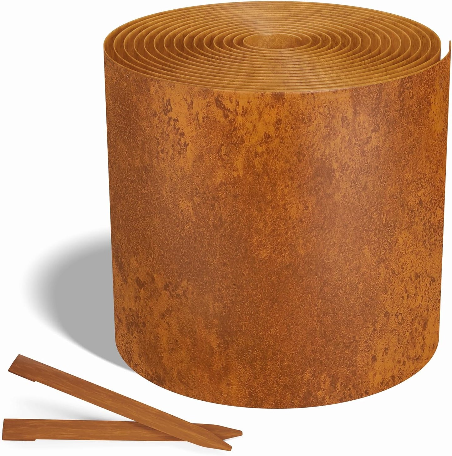 Worth Galvanized Steel Landscape Edging 10" x25' Metal Garden Edging Roll Flexible Bender Border with 8Pcs Stakes for Lawn, Flower Bed Edges, Rust-Like Color