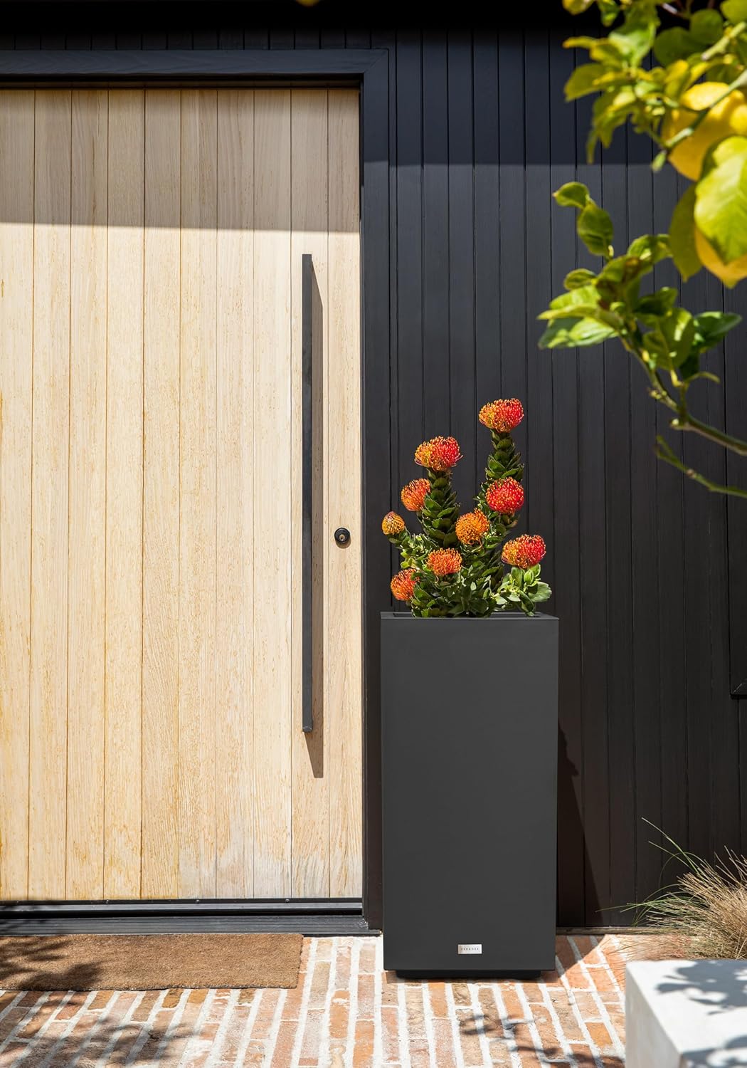 Veradek Block Series Pedestal Planter - Tall Planter for Indoor or Outdoor Front Porch | All-Weather Use with Removable Insert Bucket | Modern Décor for Flowers, Tall Trees, Faux Plants