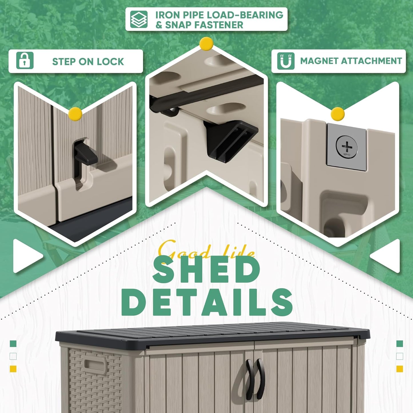 Devoko Outdoor Storage Cabinet 50 Cu Ft with Lockable Doors, Vertical Storage Shed Waterproof Patio Tools Storage Box for Sofa Cushions, Gardening Tools and Accessories (Beige)