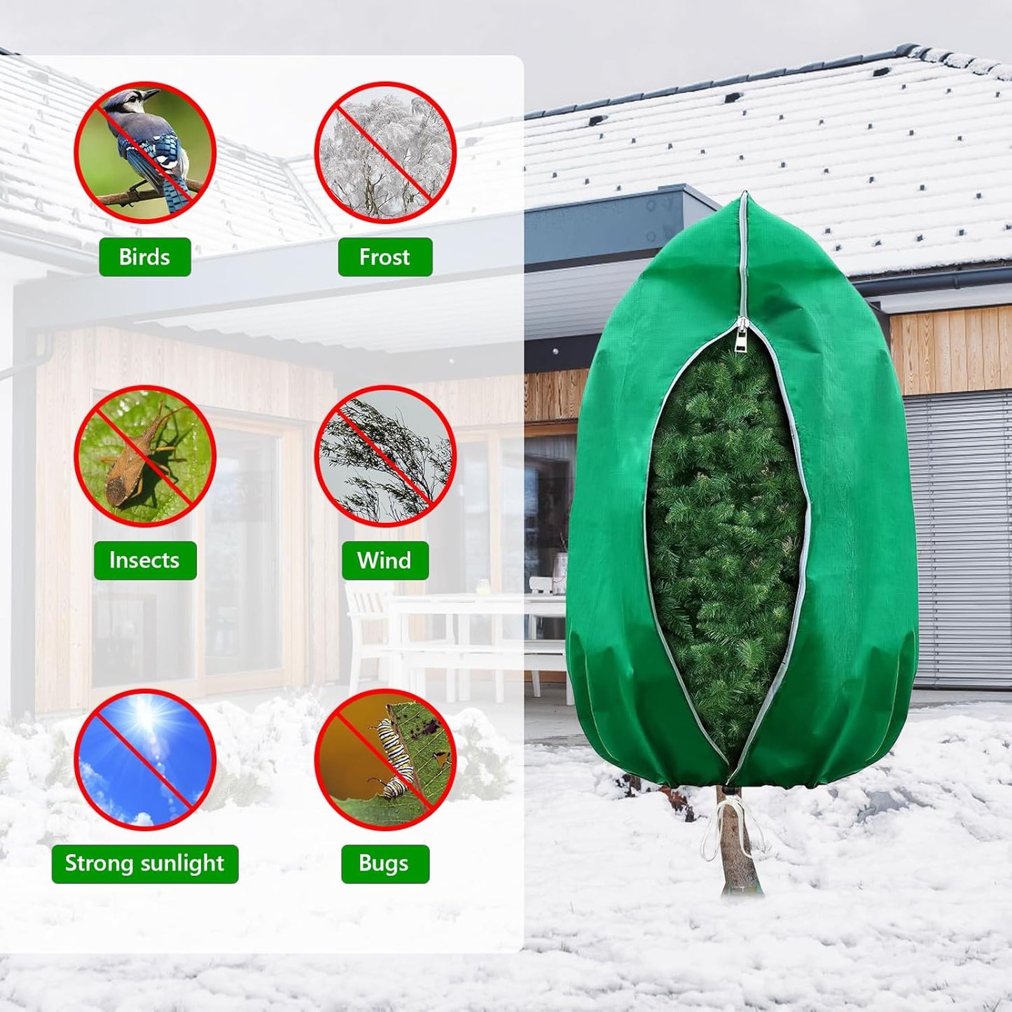 Plant Covers Freeze Protection – 2 Pack 95"x95" Extra Large Frost Blankets for Outdoor Plants, 2.4oz Heavy-Duty Tree Covers with Zipper & Drawstring – Reusable Winter Plant Freeze Cloth