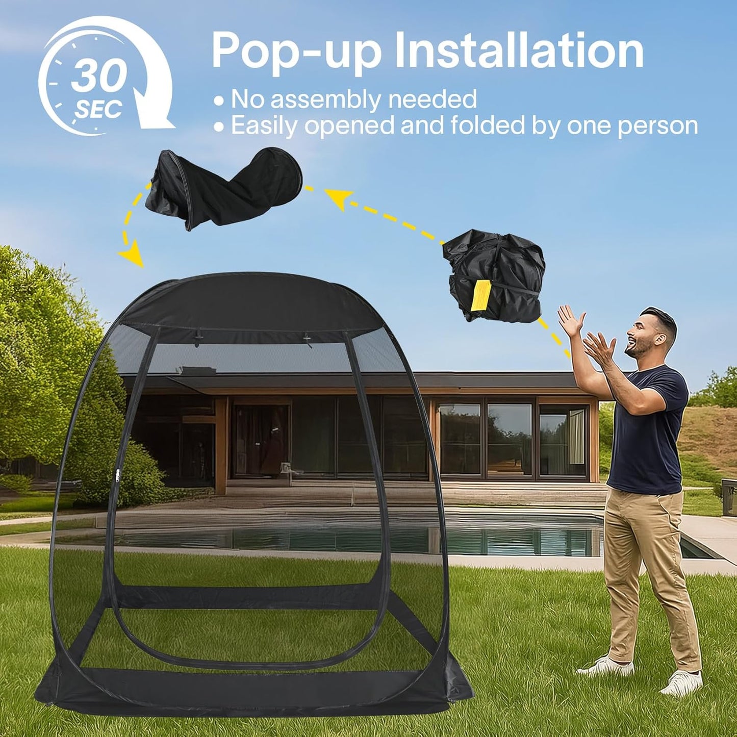 Alvantor Screen House Gazebo, 6-10-15 Person Pop Up Igloo Screened Canopy Tent with Mosquito Netting Sides, Instant UV Resistant Sun Shelter for Garden, Patio, Backyard