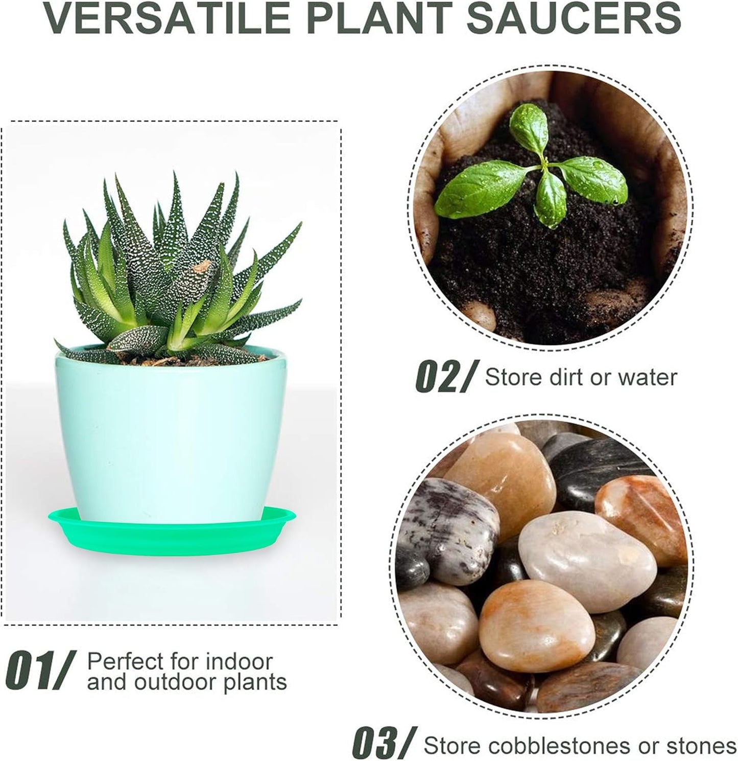 12Pcs Colourful Plant Saucer, 6 8 10 Inch Durable Plastic Plant Tray, Round Plant Pot Saucers, Drip Tray for Indoor and Outdoor Garden, Brick Red