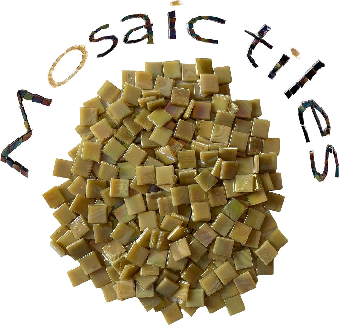 Smeinink Iridescent Mosaic Tiles - 1.1 lb Single Mosaic Pieces for Crafts, Glass and Stained Glass DIY, 34 Colors (WJ34-3)