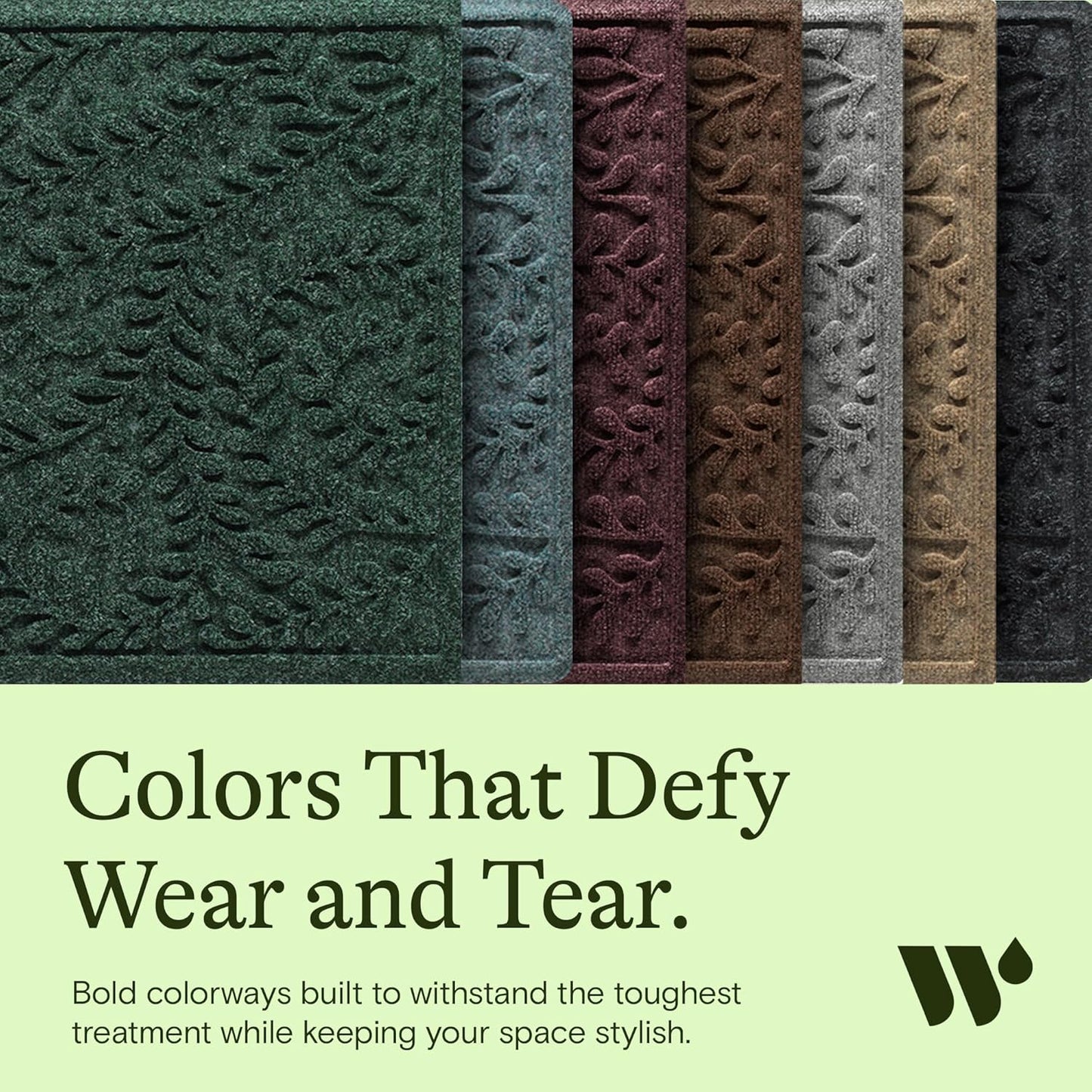 WaterHog Indoor/Outdoor Door Mat, 2' x 3', Made in USA, Durable & Skid-Resistant Front Door Rug, Decorative, Water-Trapping & Heavy-Duty Entryway Floor Mat For Your Home, Boxwood Collection, Evergreen