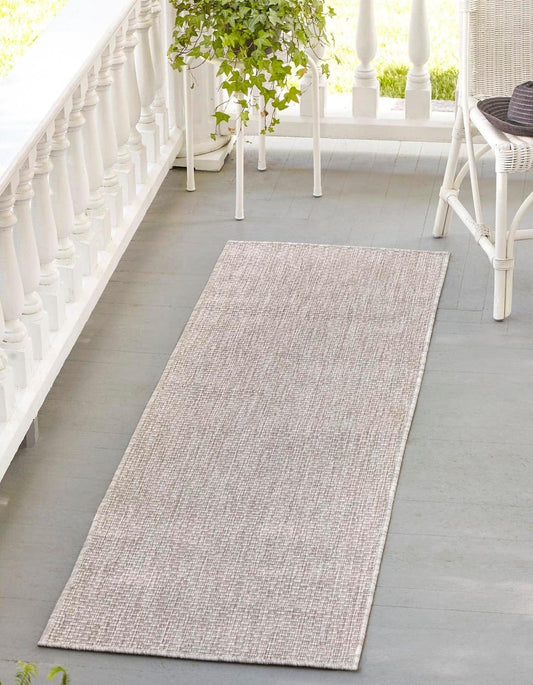 Unique Loom Collection Casual Transitional Solid Heathered Indoor/Outdoor Flatweave Area Rug (2' 7" x 10' Runner, Beige/Ivory)