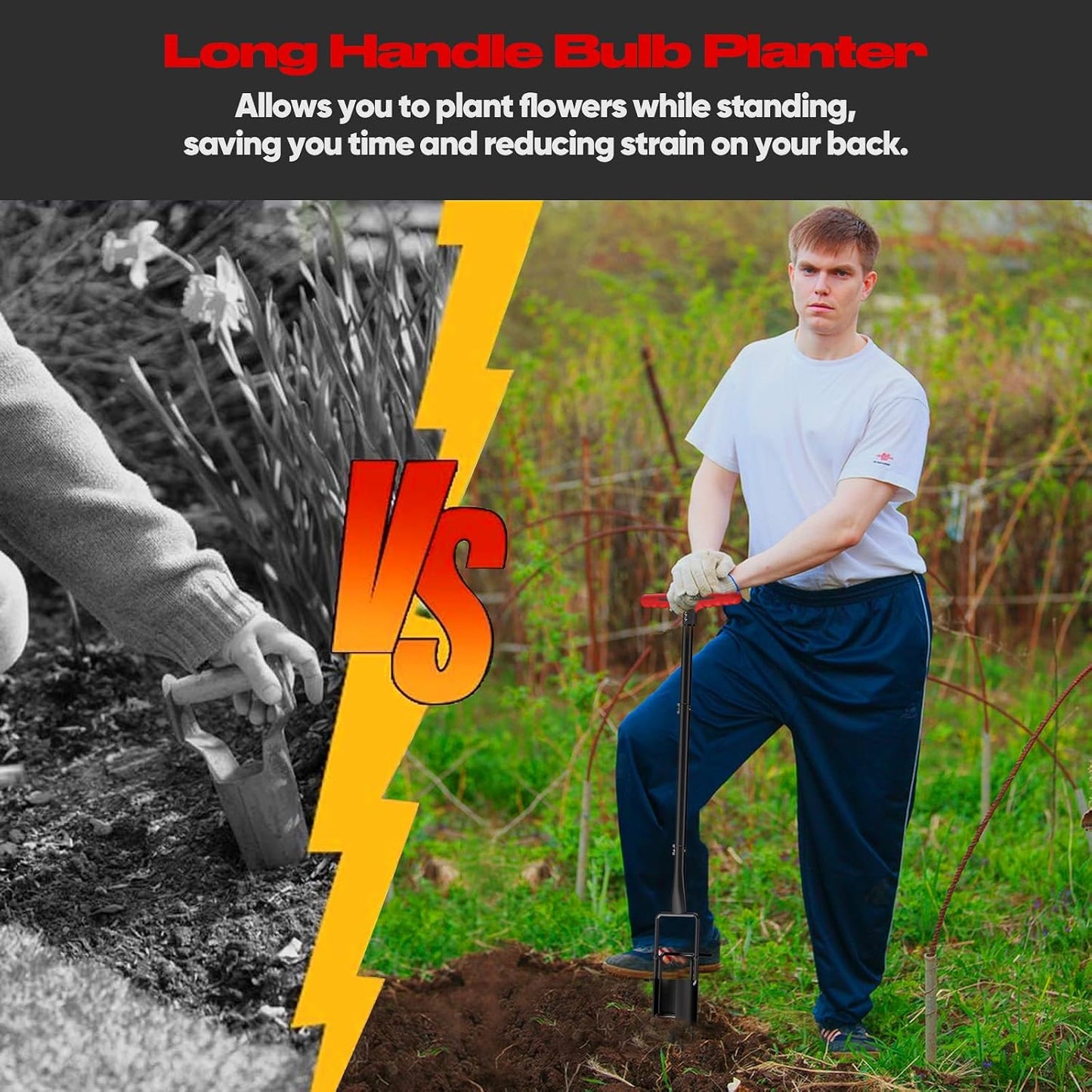 FLORA GUARD Long Handle Bulb Planter Tool, Standing Gardening Bulb Transplanter, Turf Remover Lawn Inserter - for Digging Holes