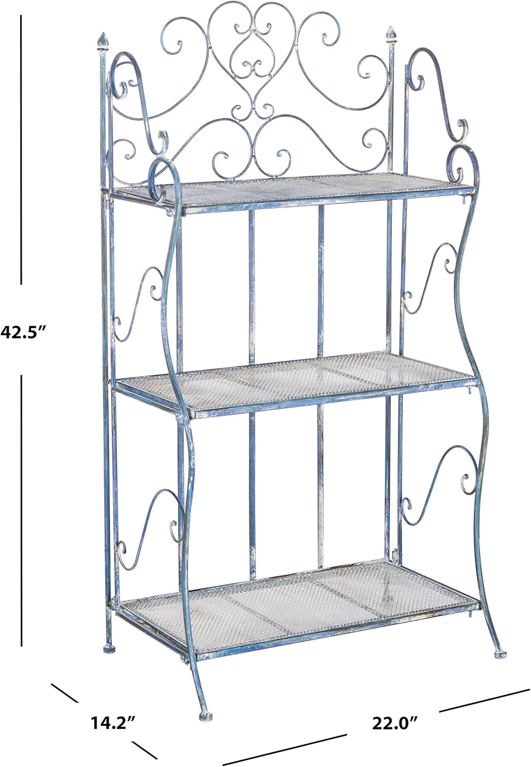 SAFAVIEH Outdoor Collection Torus Antique Blue 3-Tier Shelf (Fully Assembled)