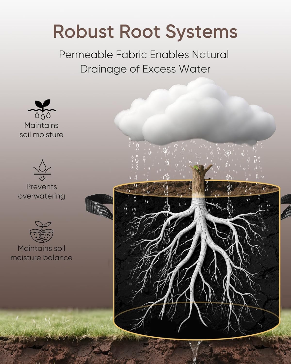 The Growing 5 Pack 20 Gallon Fabric Grow Bags，Thickened Aeration Nonwoven Fabric Plant Pots with Durable Handles,Heavy Duty 300G Planter Pot for Tomato, Fruits, Vegetables and Flowers, Black