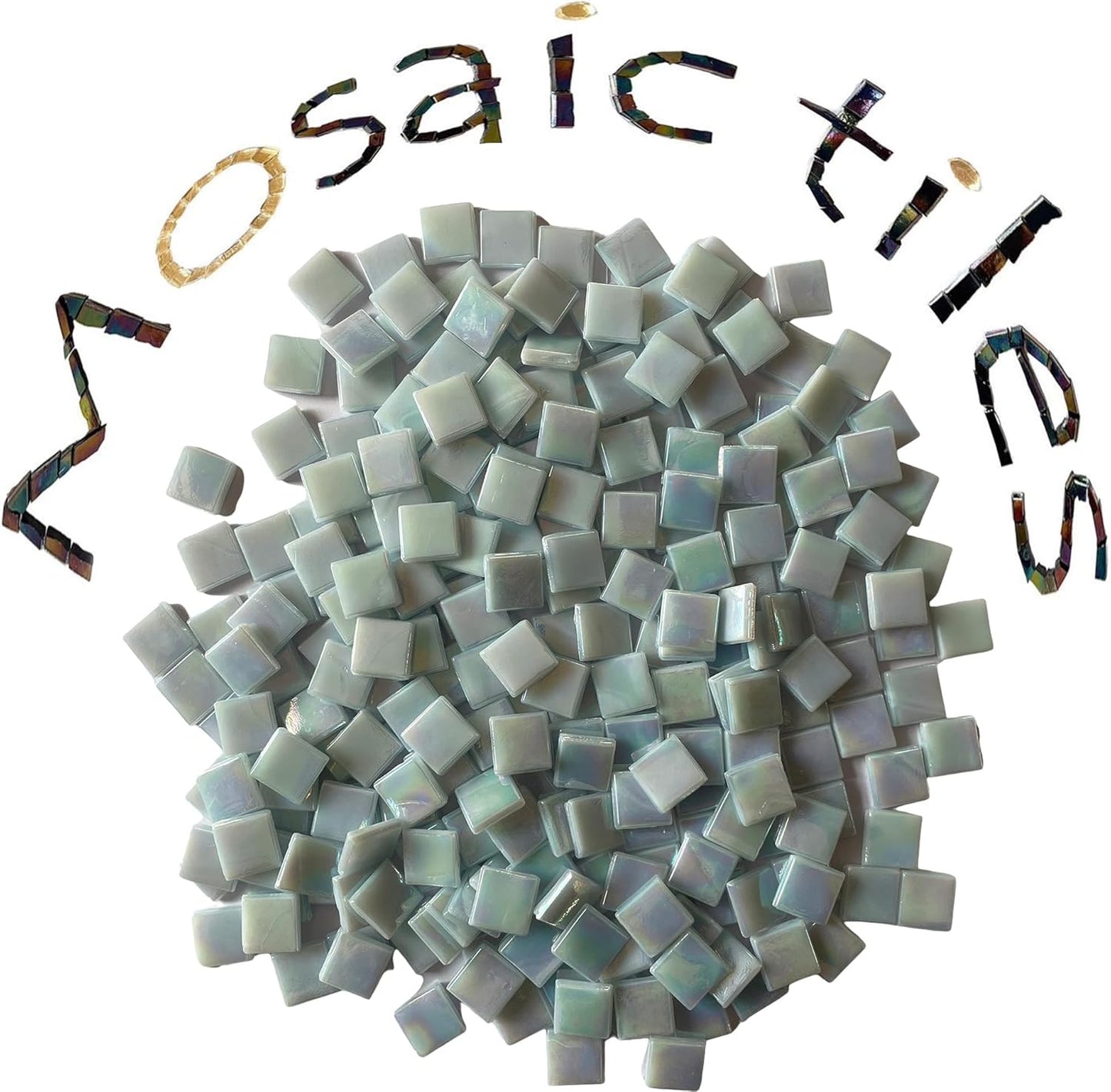 SMEIINIK 1.1lb Bulk Single Iridescent Color Mosaic Tiles for Crafts, Glass Mosaic Pieces for Mosaic Puzzles, Stained Glass Tiles for Mosaic DIY, Mosaic Making Supplies(WJ11-17)