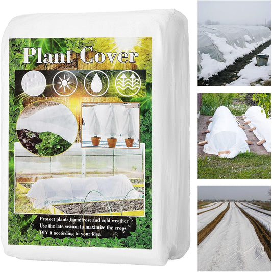 Plant Covers Freeze Protection, 10X50FT Reusable Thickened Winter Floating Row Covers, Frost Cloth Blanket Shade Cloth Garden Fabric Plant Cover for Raised Beds Vegetables Insect Winter Frost