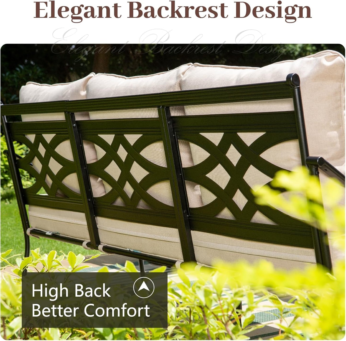 MFSTUDIO 7 Seats Large Metal Patio Conversation Sets, 5 Pieces Outdoor Furniture Sofa with 2 Motion Chairs, 1 Sofa(3-seat), 1 Loveseat and Table for Outside Balcony Backyard Poolside