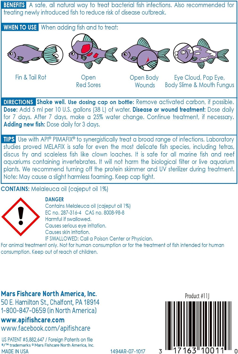 API MELAFIX Freshwater Fish Bacterial Infection Remedy 16-Ounce Bottle