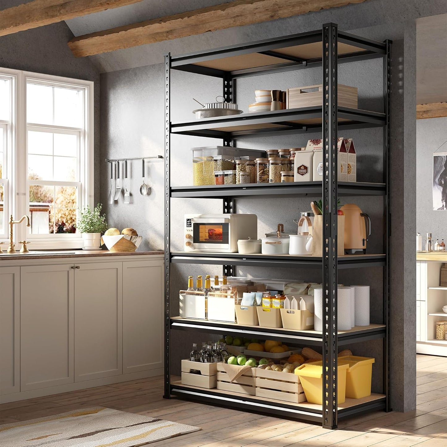 78" H Metal Shelving 6 Tier Garage Shelving Adjustable 2400LBS Storage Shelves Heavy Duty Pantry Shelves for Kitchen Closet Basement Warehouse