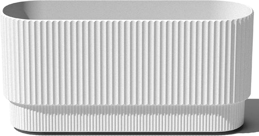 Veradek Demi Series Long Planter for Porch, Patio, Backyard | Durable Plastic-Concrete Material | Modern Décor for Shrubs, Flowers