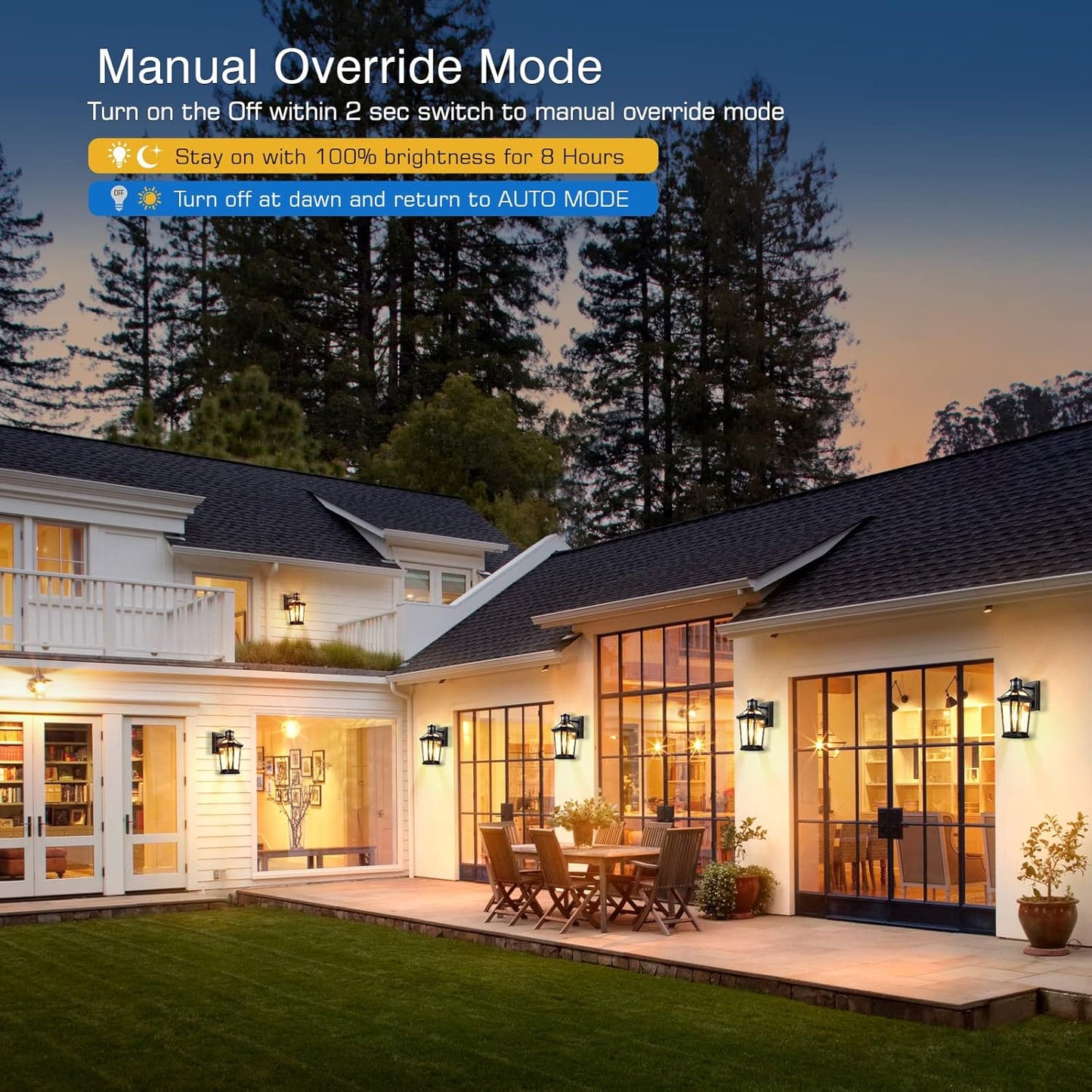 VIANIS Motion Sensor Exterior Light Fixture, 2 Pack Dusk to Dawn Outdoor Light Wall Mount, Anti-Rust Aluminum Outside House Lights, Farmhouse Coach Lantern for Porch, Entryway, Garage, Front Door