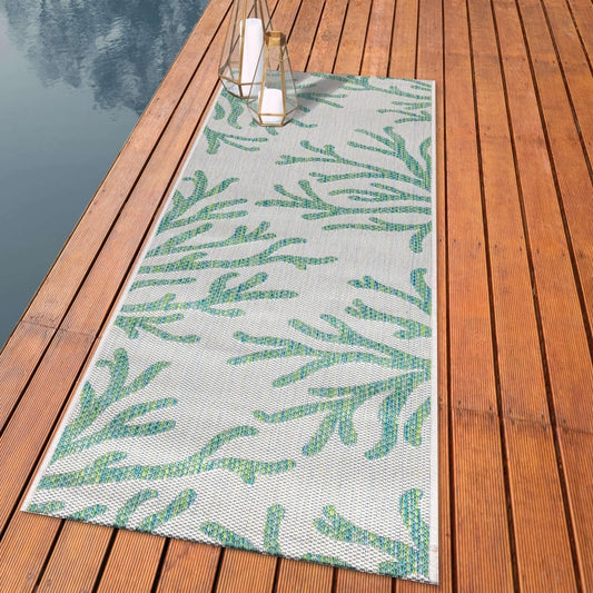 Keen Home Design Terrace Outdoor Runner Rug - 2x10 Washable Indoor/Outdoor Rug for Patio, Kitchen, Balcony, Beach, Garden, Deck and Porch, Size: 2'2"x9'11"