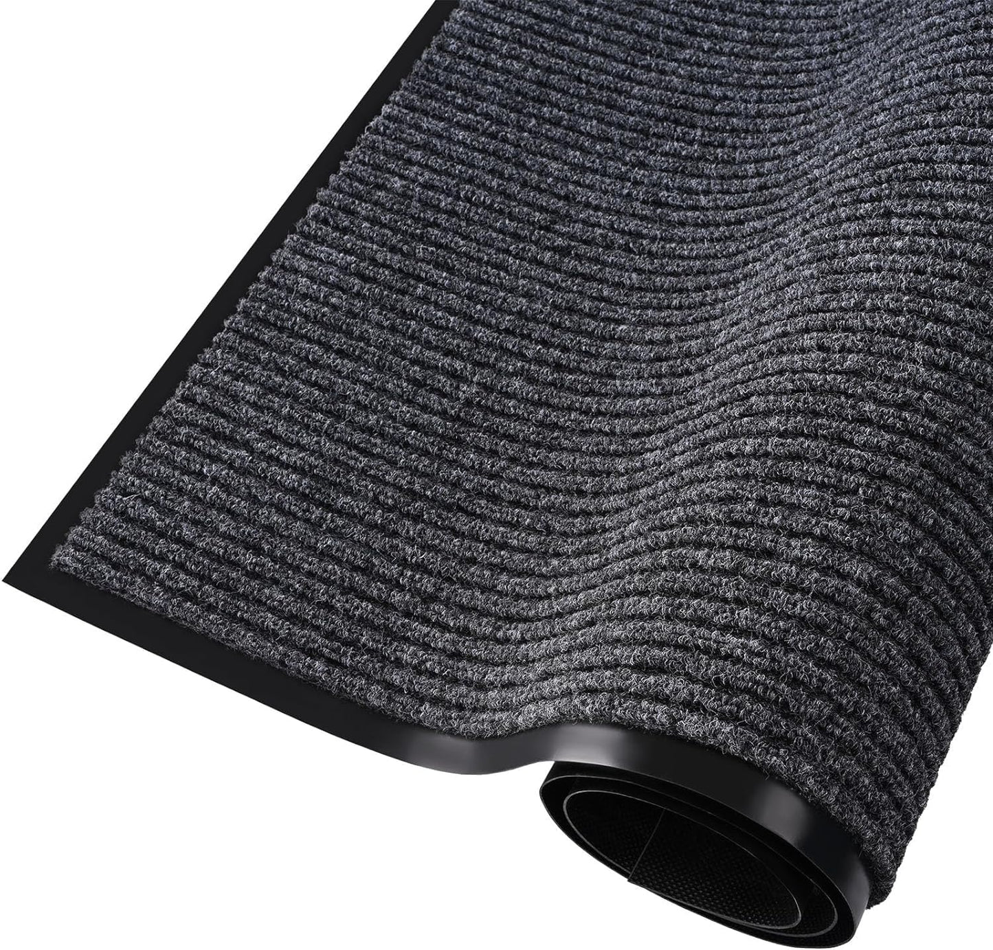 fani Heavy Duty Large Outdoor Indoor Entrance Black Doormat Waterproof Low Profile Entrance Rug Front Door Mat Patio Anti-Skid Rubber Back, 35x72 inch (Gray)