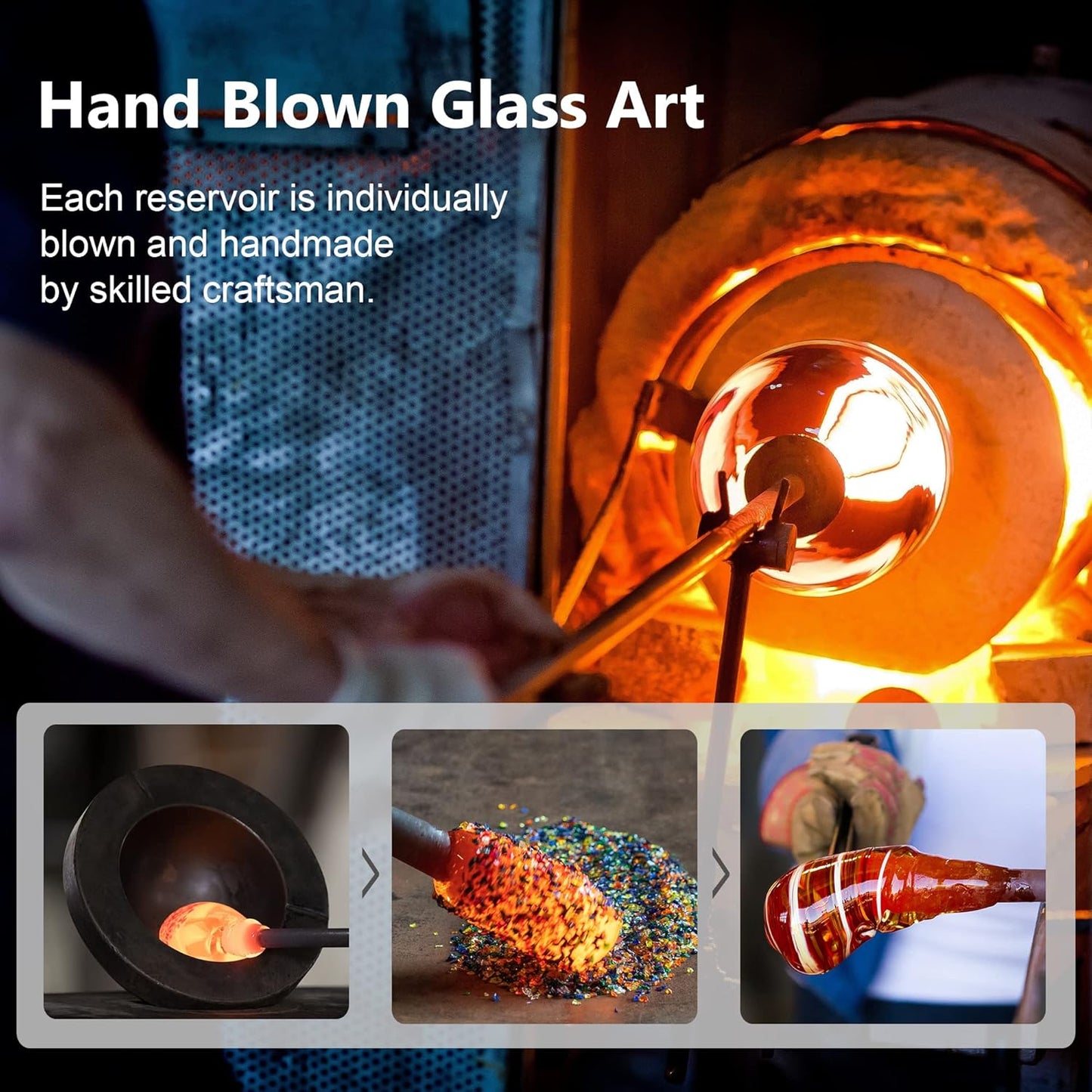 LUJII Ice Cream Shaped Spiral Hummingbird Feeder for Outdoors Hanging, Hand Blown Glass, 28 fl.oz, Leak Proof & Rustproof, Includes an Ant Moat, Unique Garden, Outside & Backyard Decor (Ribbon)