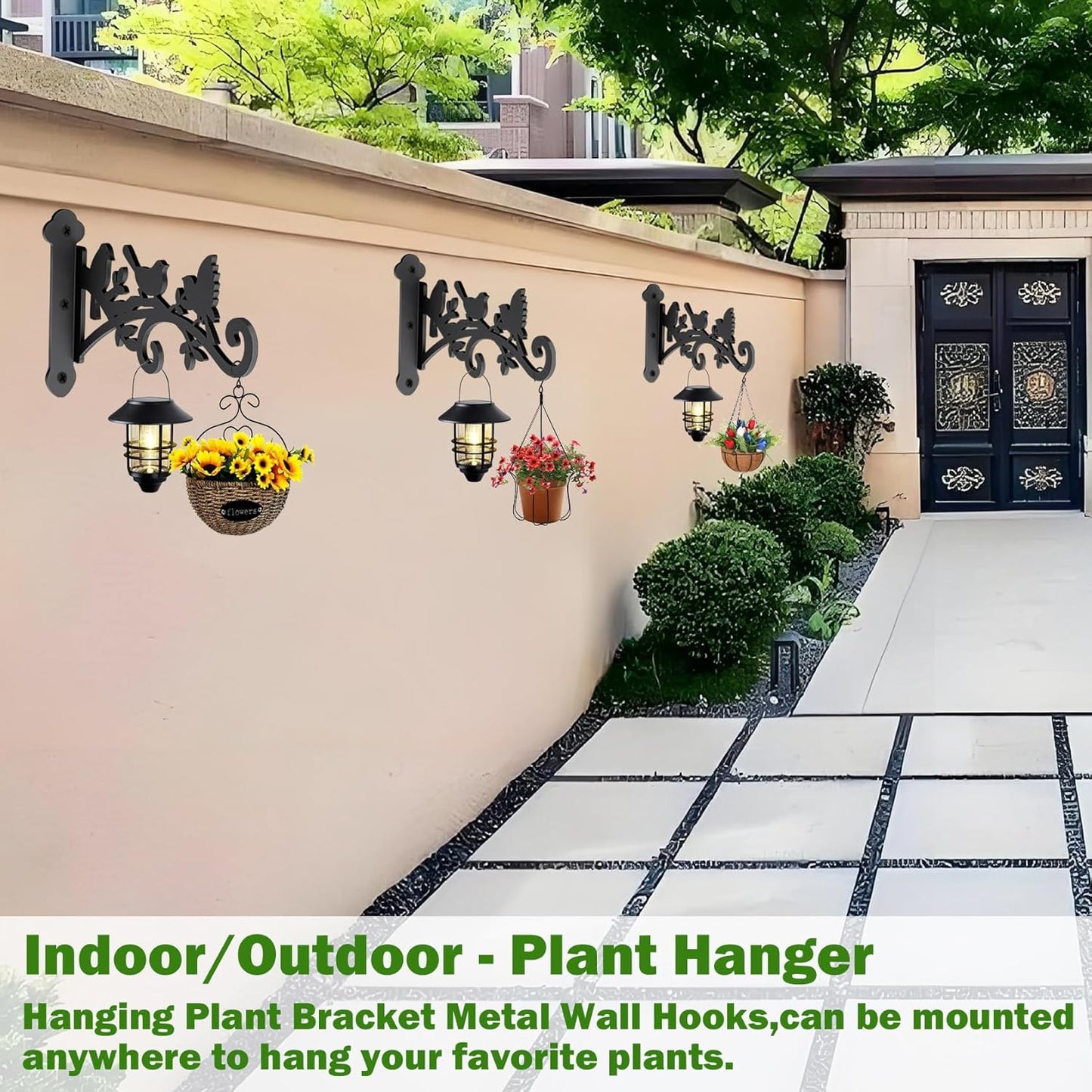 2 Pack Hanging Plant Hanger Outdoor 12-in Bird Feeder Wall Hooks - Heavy Duty Metal Plant Bracket Hook for Hanging Flower Baskets,Wind Chime