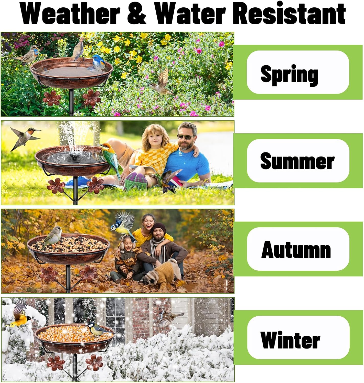 Metal Bird Bath for Outside, Freestanding Birdbaths Bowl Outdoor with Iron Stake, Vintage Spa Birdfeeder Feeder Bowl for Garden Patio Yard Lawn Decor, Easy to Clean