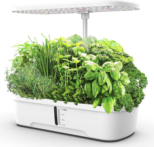 Hydroponics Growing System Indoor Garden,12 Pods Indoor Gardening System with LED Grow Light, Height Adjustable, Plants Germination Kit, Hydroponic Planter Fresh Harvest (White)