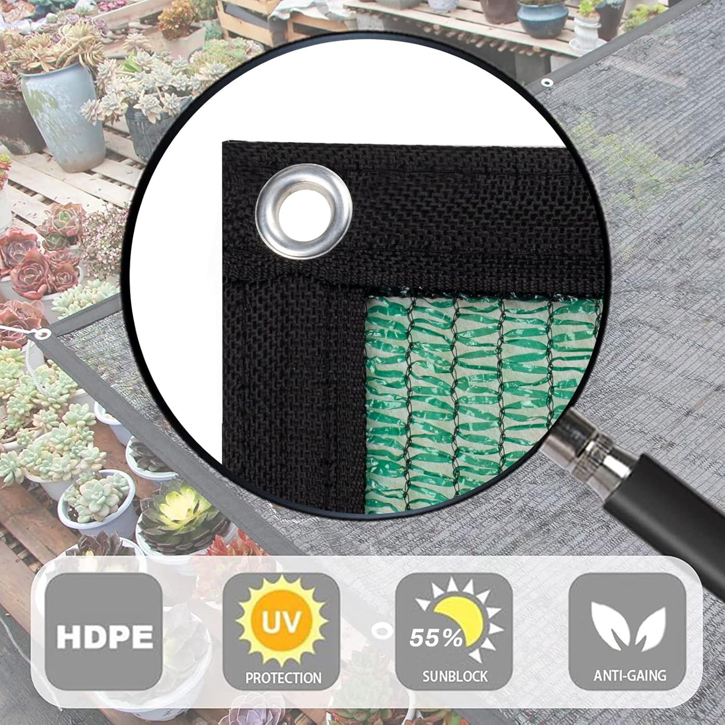 LOVE STORY 8x10FT 55% Green Shade Cloth Sun Shade Net with Grommets Sunblock Net Mesh Tarp for Garden,Plants Cover,Greenhouse and Patio