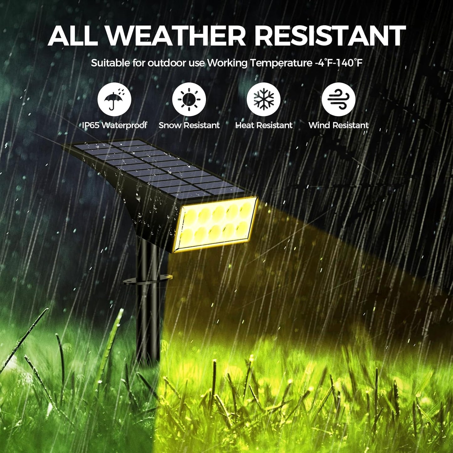 Solar Lights Outdoor Waterproof IP65, [12 Pack/4 Modes] Spot Solar Light for Outside, Dusk to Dawn LED Solar Powered Yard Garden Landscape Lighting Spotlights for Path Patio Walkway, Warm White