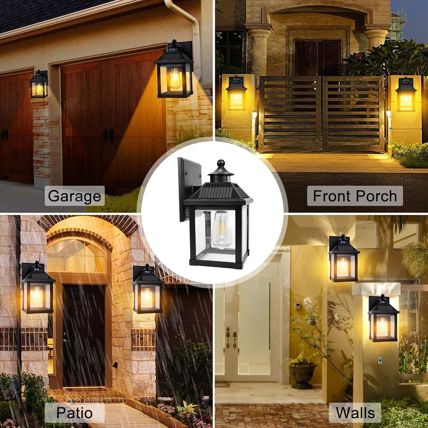 Solar Wall Lights Outdoor, Dusk to Dawn Solar Sconces, Motion Sensor Porch Lights Waterproof with 3 Lighting Modes, Exterior Wall Lantern Outside for Patio Garage Entryway Garden Shed