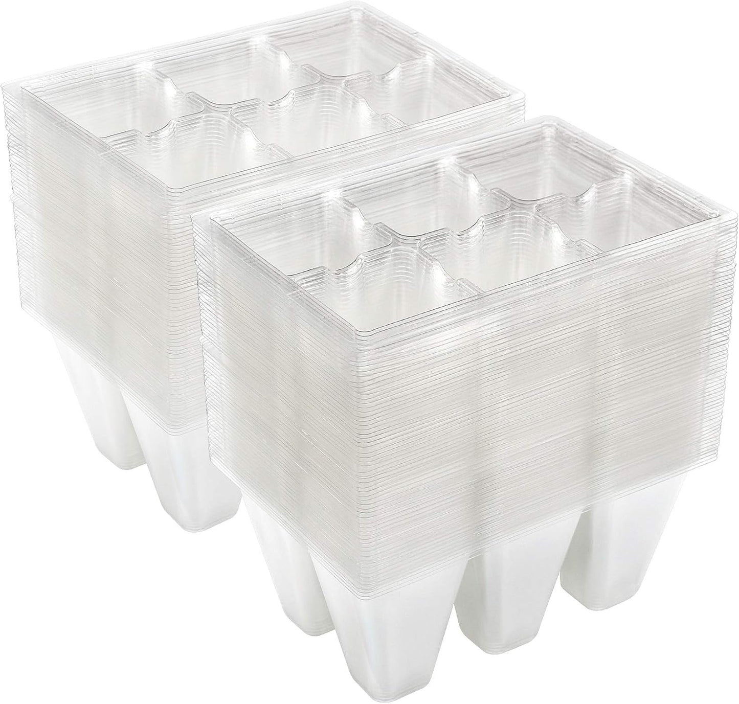 Gardzen 120 Pack 6-Cell Seed Starting Tray for Seedlings, Plant Starter Trays with Drainage Holes for Seed Germination, 5.4x3.7 inches, Clear