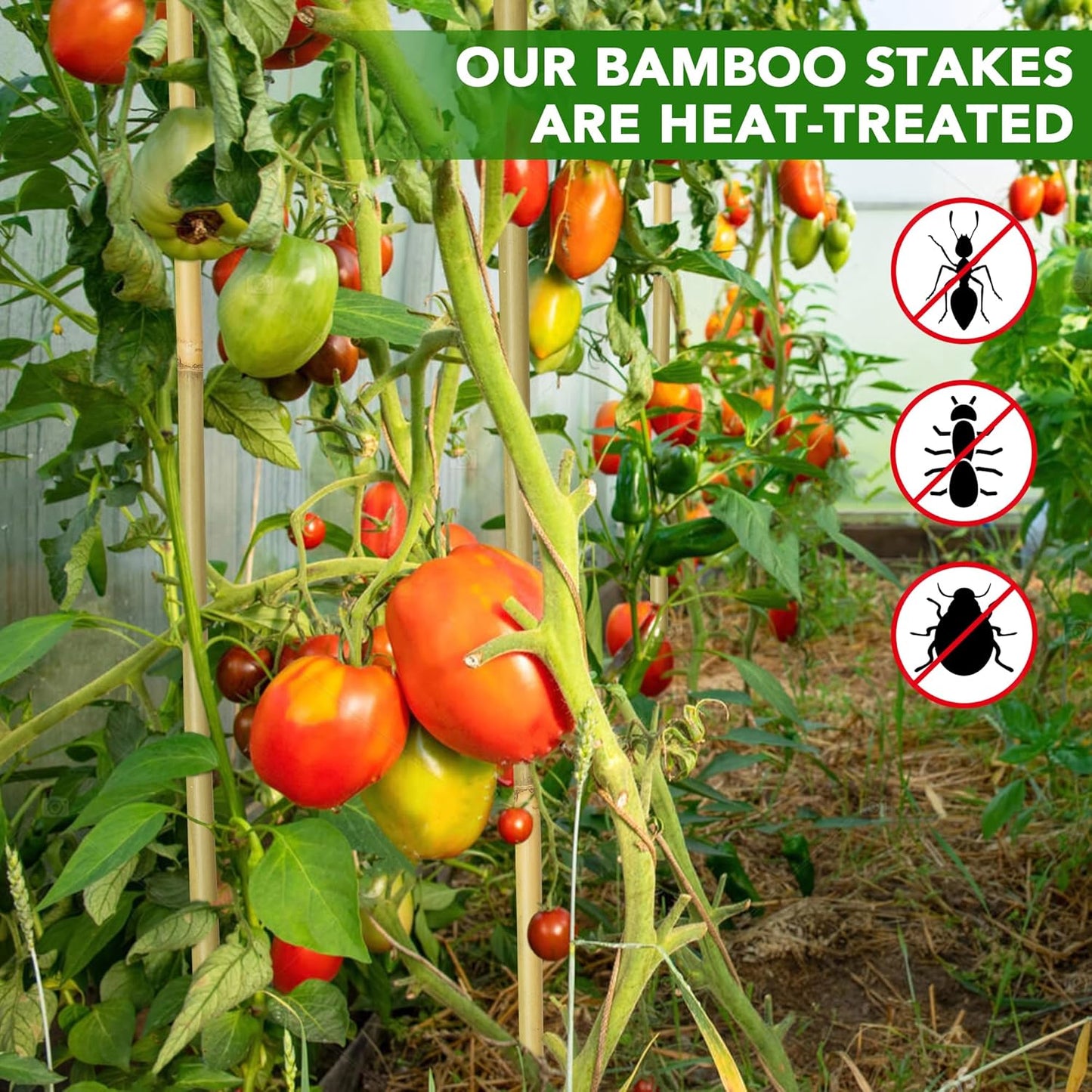 100 Pcs 18 inches Garden Stakes for Plants, Natural Bamboo Sticks for Indoor and Outdoor Climbing Plants Support