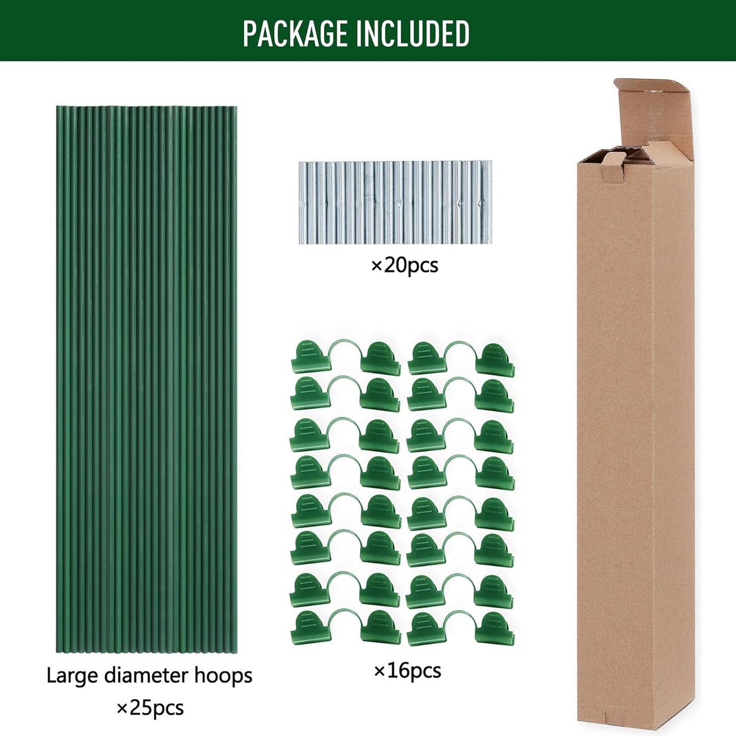 MAXPACE Greenhouse Hoops for DIY 2.8ft or Wider Grow Tunnel, Rust-Free Fiberglass Support Hoops Frame for Garden Fabric, DIY Plant Support Garden Stakes, Gardening Supplies, 25pcs