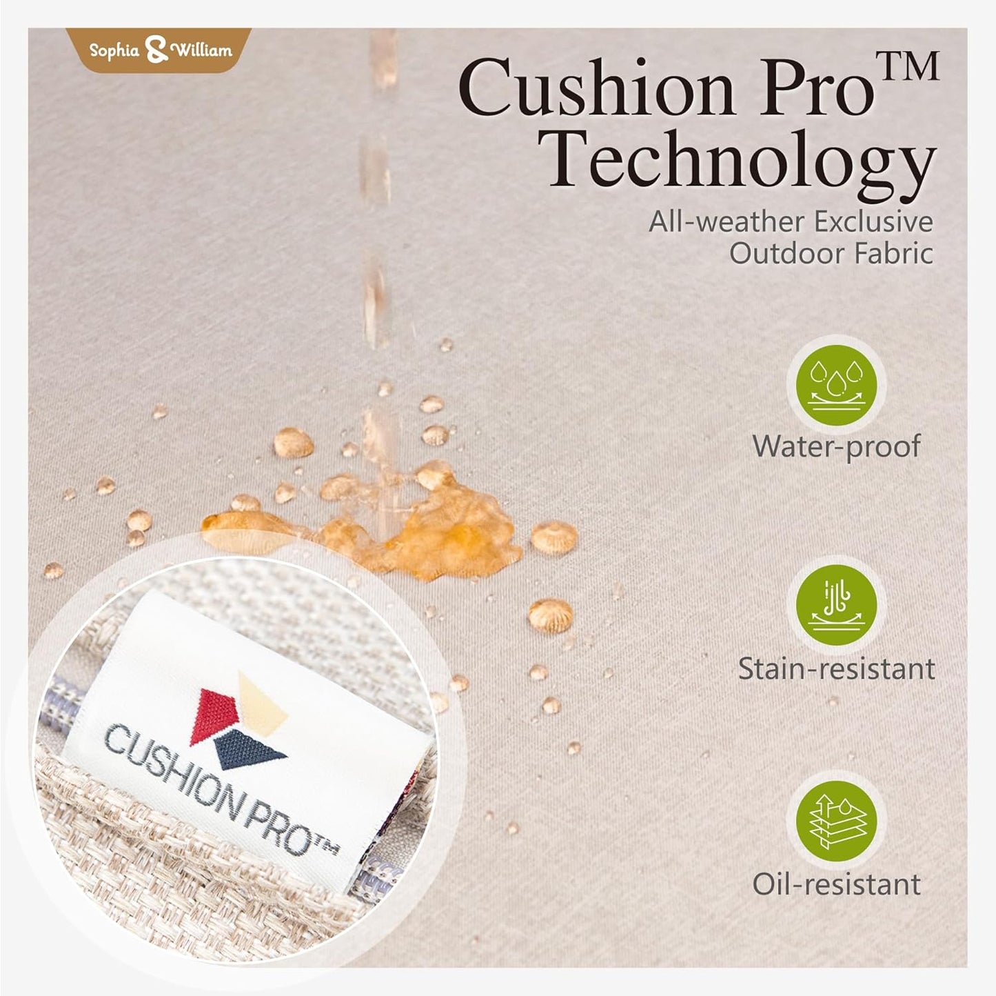 Sophia & William 4 Piece Patio Furniture Set, Outdoor Conversation Sets 5 Seat Clearance with 3-seat Sofa x 1, Rocking Chair x 2, Metal Coffee Table x 1 for Front Porch Lawn, Beige