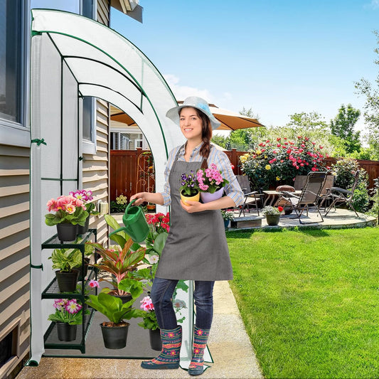 EAGLE PEAK 3 Tier Lean to Portable Greenhouse, Heavy-Duty Indoor & Outdoor Garden with Wire Shelves, 2 Roll-Up Zipper Doors, Easy Assembly, 79"x39"x83" Clear/White PE Cover