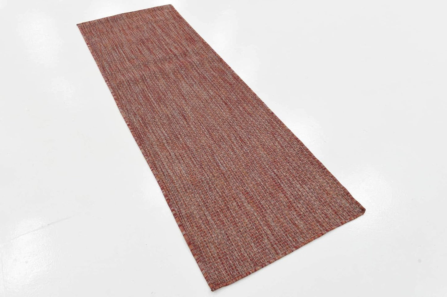 Unique Loom Collection Casual Transitional Solid Heathered Indoor/Outdoor Flatweave Area Rug (2' x 6' 1" Runner, Rust Red/Beige)